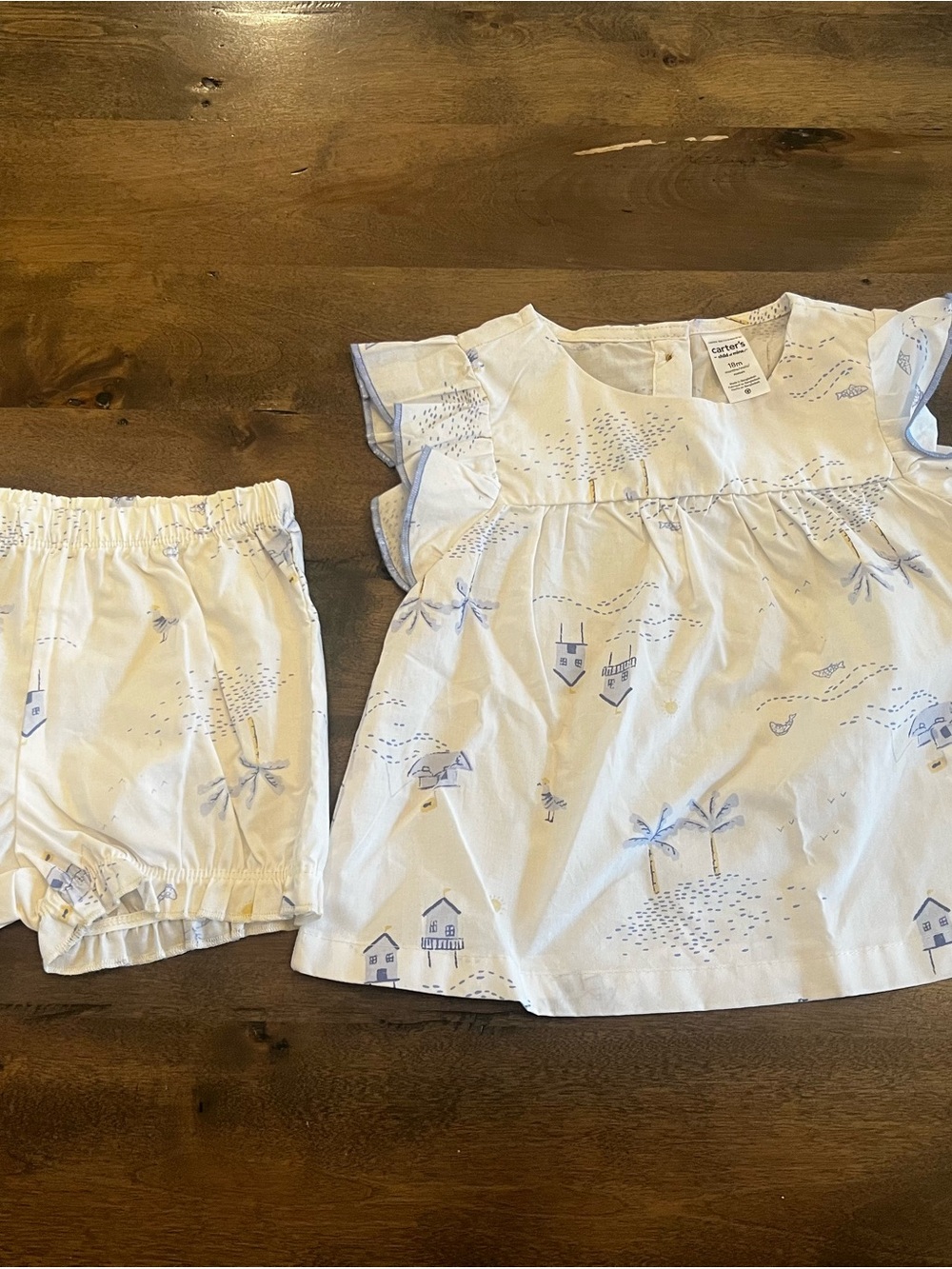 NWT Carter’s Child of Mine Baby Girl 2-Piece Coastal Top & Bloomers 18M